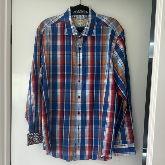 Robert Graham Blue and Red Casual Button Down Shirt - Picture 1 of 5